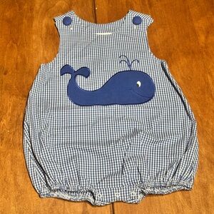 Gingham Whale 3T Bubble Romper